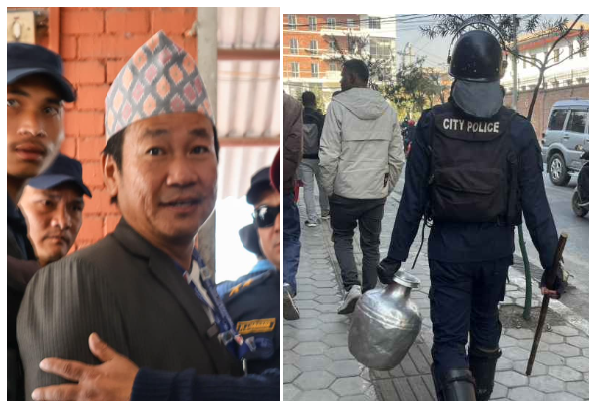 सिंहदरबारमा प्रहरीले खोस्यो हर्क साम्पाङको गाग्री, बढाइयो प्रहरी निगरानी (तस्बिरमा)