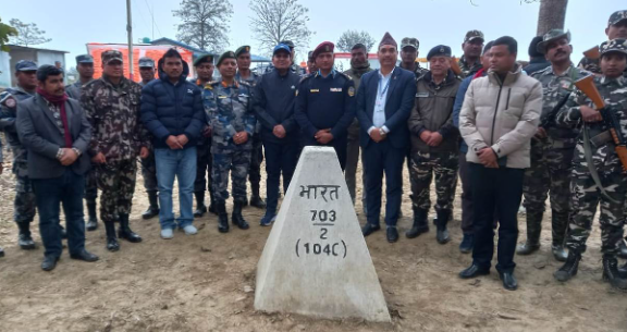 नेपाल-भारत सीमास्तम्भको मर्मत सुरु