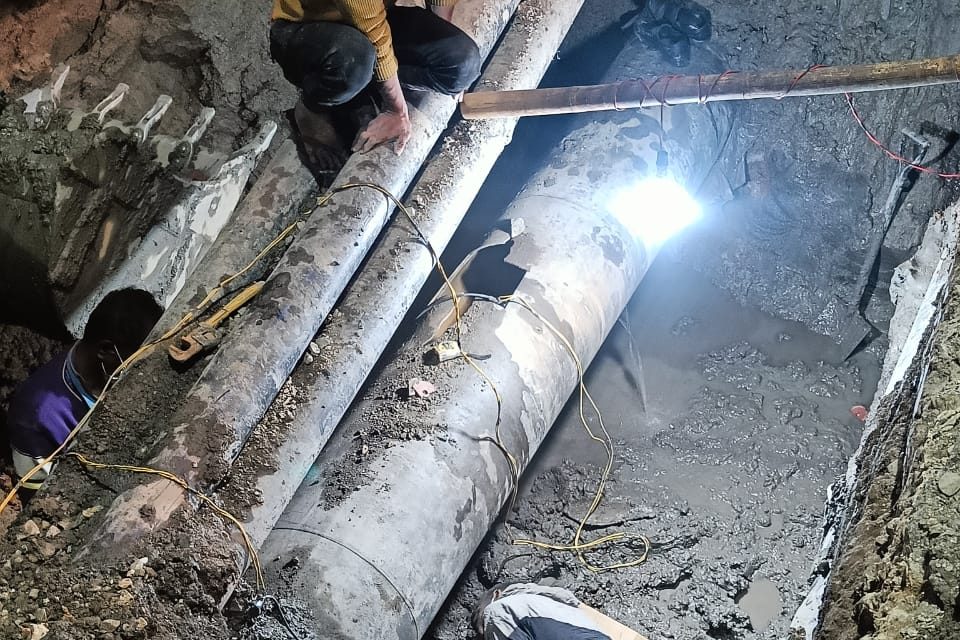थापाथलीमा फुटेको खानेपानीको पाइप मर्मत सकियो