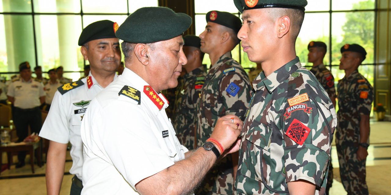 अन्तर्राष्ट्रिय सैन्य अभ्यासमा स्वर्ण पदक विजेता नेपाली सेनाको टोलीलाई सम्मान