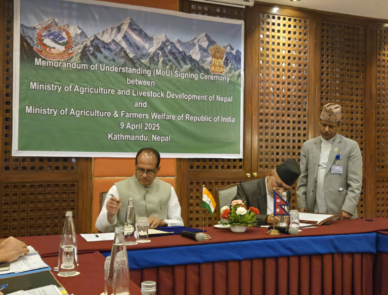 नेपाल र भारत बीच कृषि क्षेत्रमा सहयोगका लागि समझदारीपत्रमा हस्ताक्षर