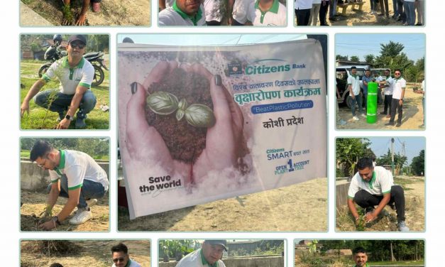 सिटिजन्स बैंकद्वारा विश्व वातावरण दिवसको उपलक्ष्यमा कोशी प्रदेशमा वृक्षारोपण सम्पन्न